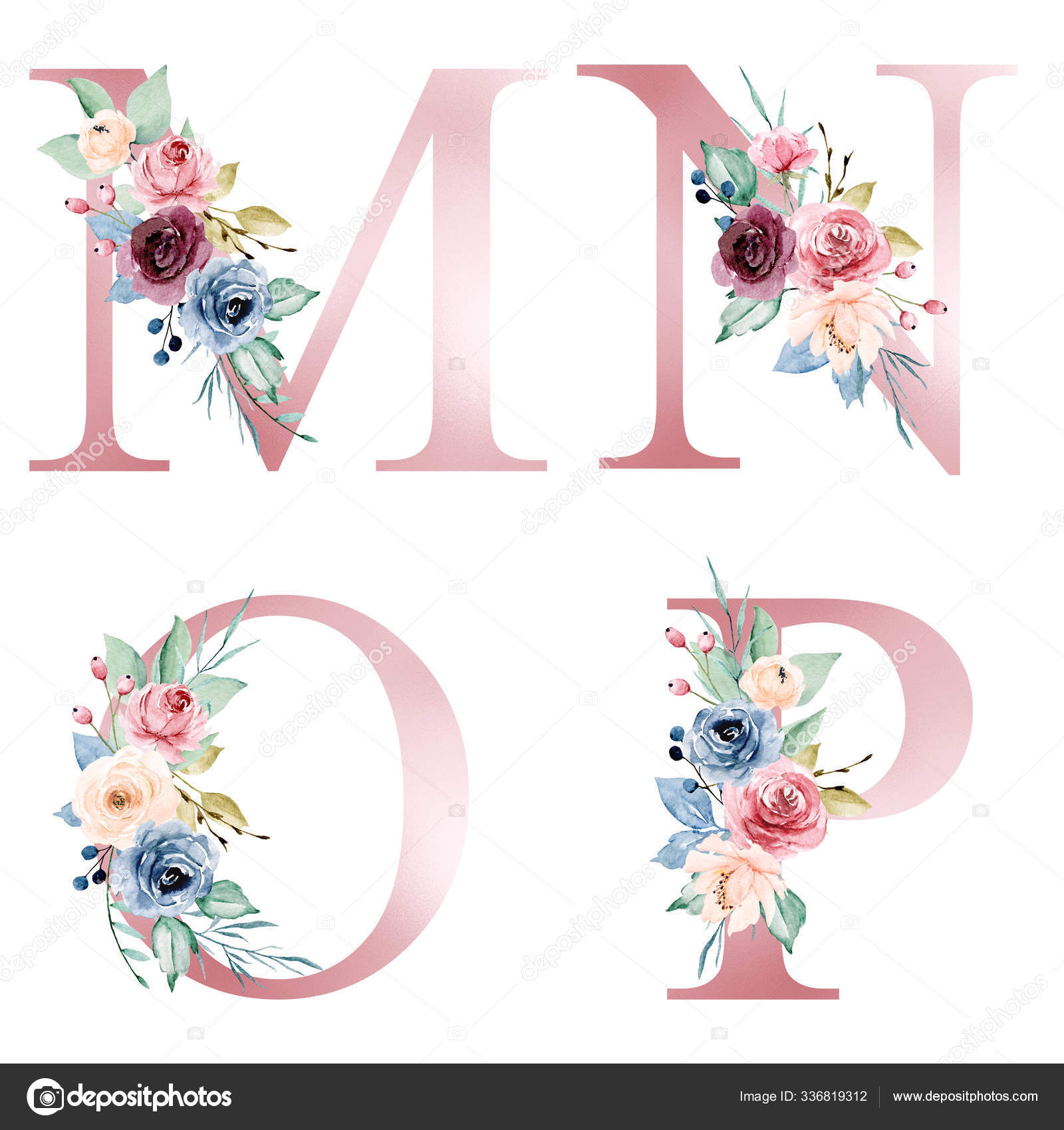 Floral Alphabet Letters Watercolor Flowers Creative Art Design Monogram  Initials Stock Illustration by ©MaslovaLarisa #336819312