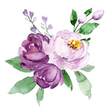 beautiful watercolor flowers, botanic composition for wedding or greeting card