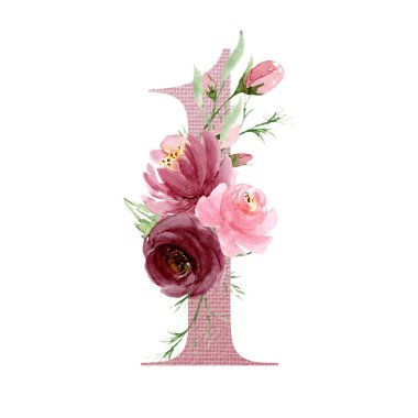 Birincisi, elle çizilmiş suluboya çiçek resmi tasarımı. 