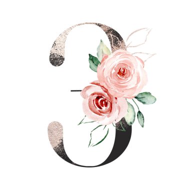 beautiful art painting design with number 3 on white background 