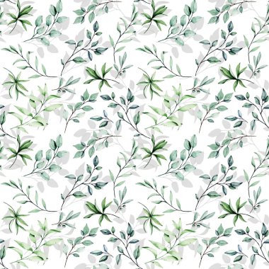 Çiçeksel elementlerle kusursuz suluboya çizimi, arka planı tekrarla