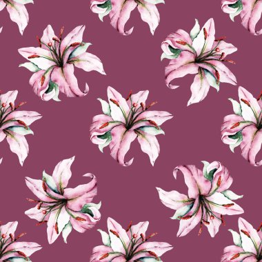 güzel çiçekli zambaklar, suluboya resim