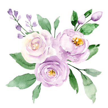 beautiful watercolor flowers, botanic composition for wedding or greeting card