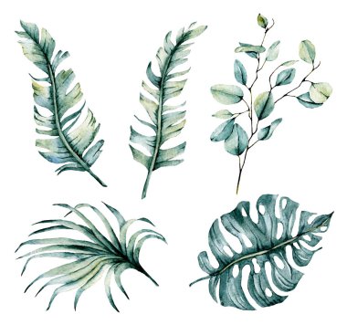 Suluboya yaprakları, dallar, çiçek desenli eski tablolar...