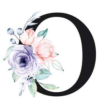 Güzel çiçek mektubu O suluboya çiçekleri ve yaprakları ile