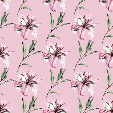 güzel çiçekli zambaklar, suluboya resim