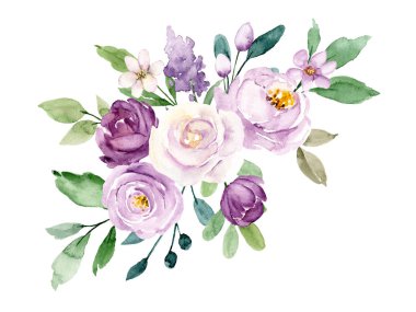 beautiful watercolor flowers, botanic composition for wedding or greeting card