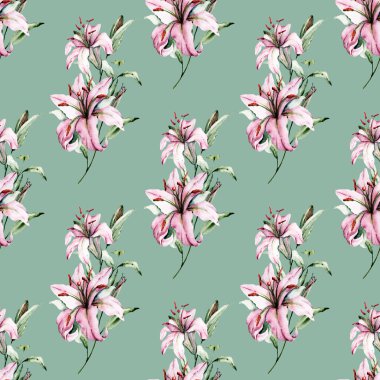 güzel çiçekli zambaklar, suluboya resim