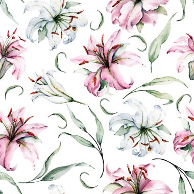 güzel çiçekli zambaklar, suluboya resim