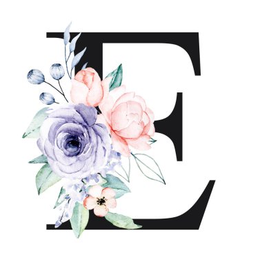 Çiçekli, suluboya çiçekli ve yapraklı güzel bir mektup.