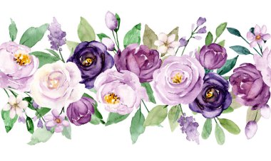 güzel suluboya kenar ve çerçeveli çiçekler, elle boyanmış