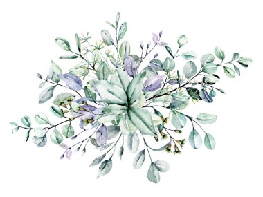 Çiçeksel resim kompozisyonu, suluboya çizim. 