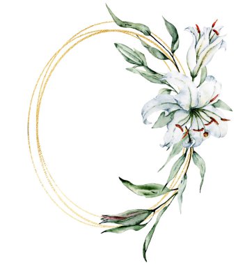 güzel çiçekli zambaklar, suluboya resim