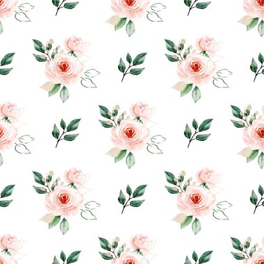 Kusursuz bir arka plan, suluboya çiçekli çiçek deseni. Kumaş duvar kağıdı desenini tekrarla