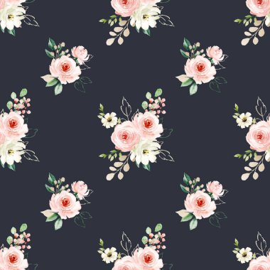 Kusursuz bir arka plan, suluboya çiçekli çiçek deseni. Kumaş duvar kağıdı desenini tekrarla