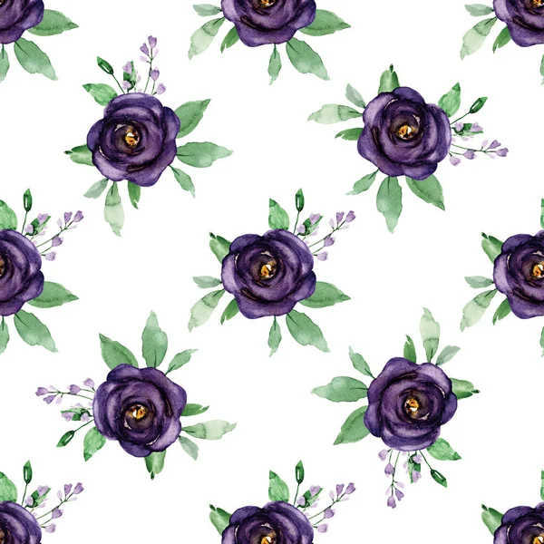 Hand Drawn Watercolor Painting Seamless Pattern Flowers — 스톡 사진