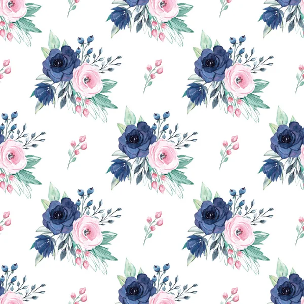 Kusursuz bir arka plan, suluboya çiçekli çiçek deseni. Kumaş duvar kağıdı desenini tekrarla