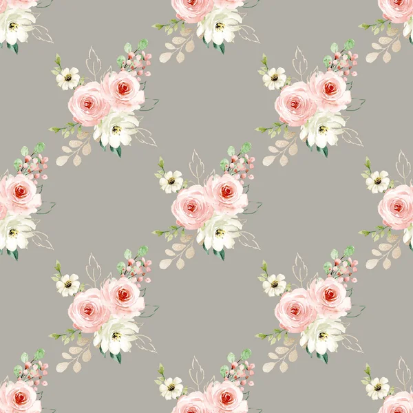 Kusursuz bir arka plan, suluboya çiçekli çiçek deseni. Kumaş duvar kağıdı desenini tekrarla