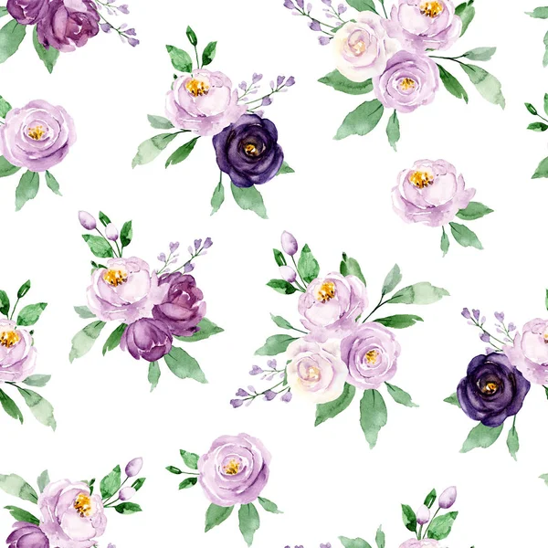 Hand Drawn Watercolor Painting Seamless Pattern Flowers — 스톡 사진