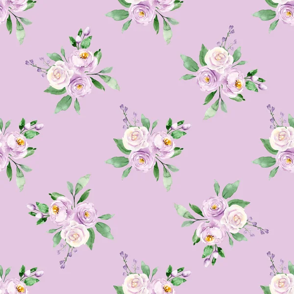 El çizimi suluboya resim, çiçeklerle kusursuz desen