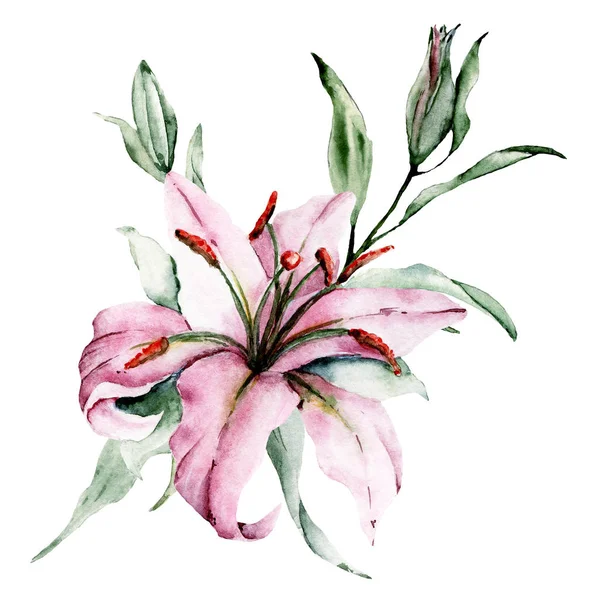 Kézfestés Virág Fehér Háttér Akvarell Virágos Művészet Koncepció — Stock Fotó