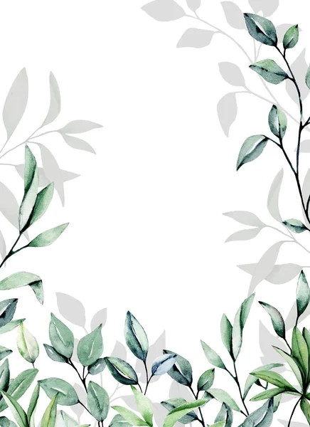 Floral frame border with flowers, watercolor art painting, greeting card template