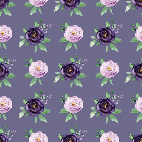 El çizimi suluboya resim, çiçeklerle kusursuz desen