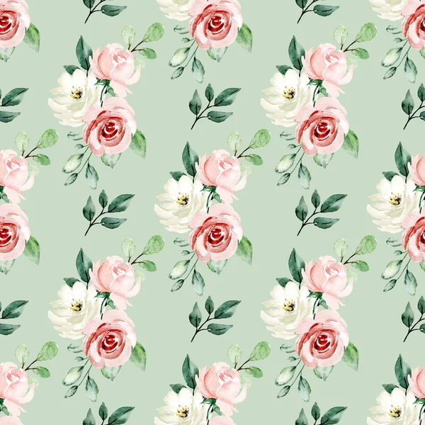 Kusursuz bir arka plan, suluboya çiçekli çiçek deseni. Kumaş duvar kağıdı desenini tekrarla