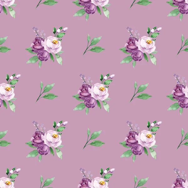 El çizimi suluboya resim, çiçeklerle kusursuz desen