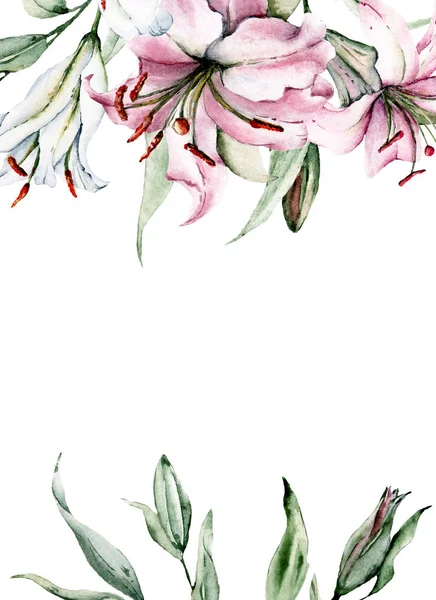 güzel çiçekli zambaklar, suluboya resim