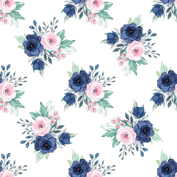 Kusursuz bir arka plan, suluboya çiçekli çiçek deseni. Kumaş duvar kağıdı desenini tekrarla