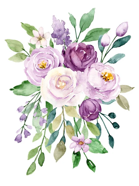 beautiful watercolor flowers, botanic composition for wedding or greeting card