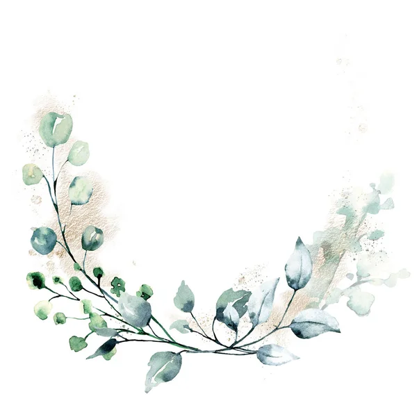 Branches Watercolor Drawing Flowers Leaves Floral Concept — 스톡 사진