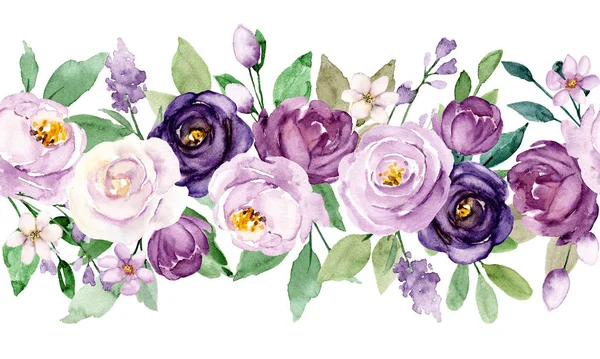 güzel suluboya kenar ve çerçeveli çiçekler, elle boyanmış