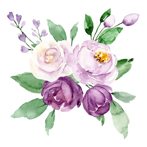 beautiful watercolor flowers, botanic composition for wedding or greeting card
