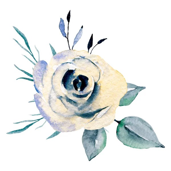 Peinture Main Fleur Sur Fond Blanc Aquarelle Concept Art Floral — Photo