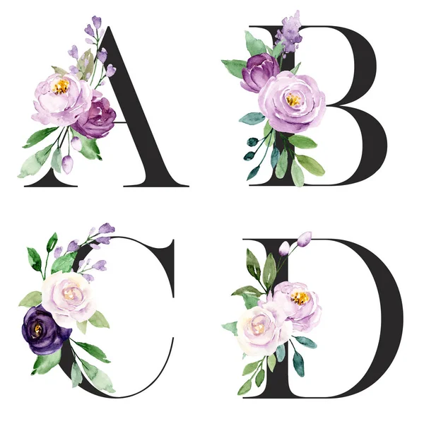 Krásné Dopisy Květinami Listy Akvarel — Stock fotografie