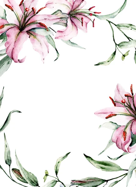 Yapraklı el zambakları, suluboya resim