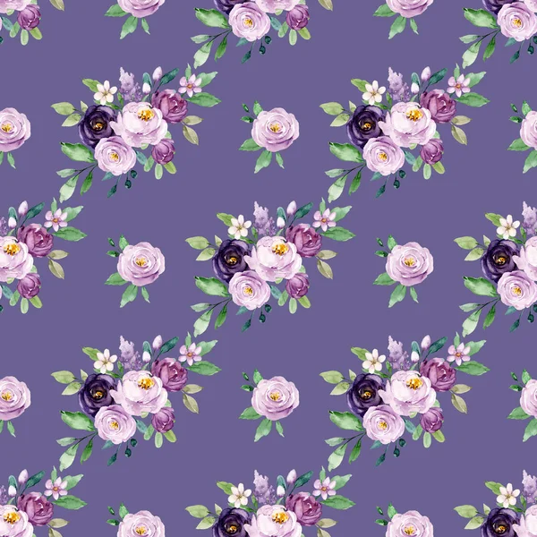 El çizimi suluboya resim, çiçeklerle kusursuz desen