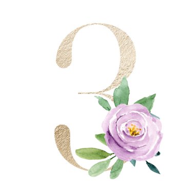 beautiful art painting design with number 3 on white background 