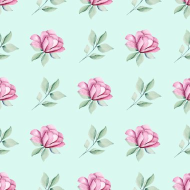 Kusursuz bir arka plan, suluboya çiçekli çiçek deseni. Kumaş duvar kağıdı desenini tekrarla