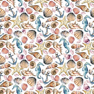 suluboya boya, deniz elementleriyle kusursuz desen, deniz altyapısı.