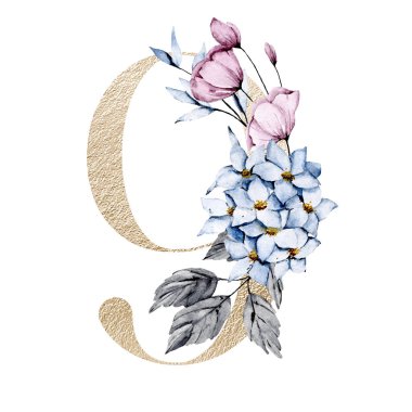 9 numara, elle çizilmiş suluboya resim tasarımı. 