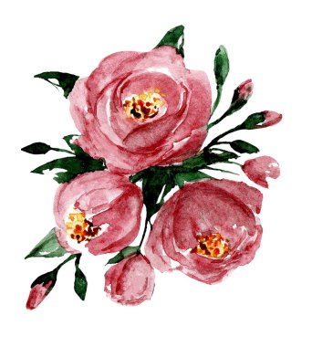 beautiful watercolor flowers, botanic composition for wedding or greeting card