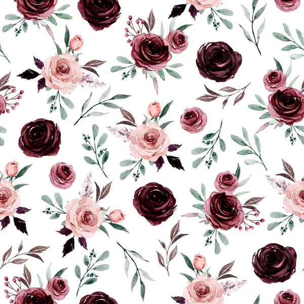 Watercolor Art Drawing Seamless Pattern Floral Elements — 스톡 사진