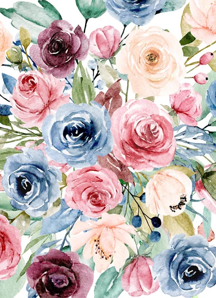 수채화된 꽃으로 이루어진 아름다운 꽃꽂이 — 스톡 사진