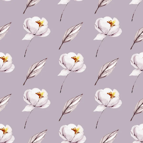 Σχέδιο Τέχνη Ακουαρέλα Απρόσκοπτη Μοτίβο Floral Στοιχεία — Φωτογραφία Αρχείου