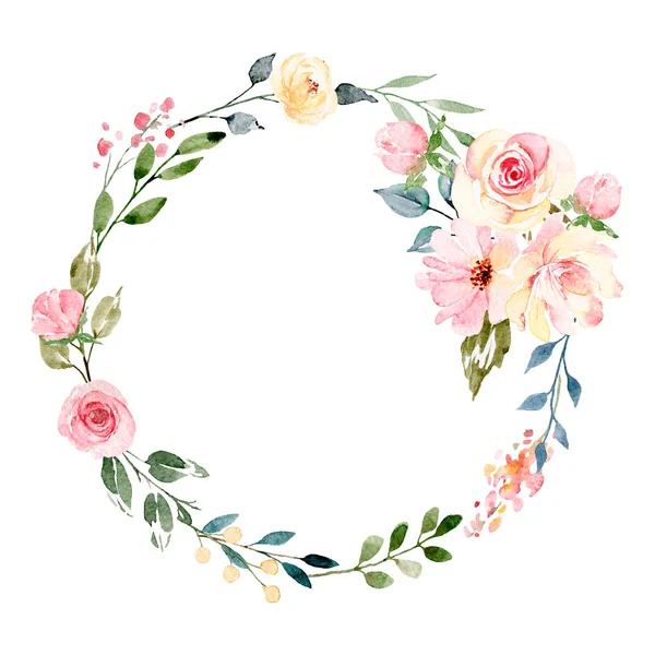Watercolor flower printables | Watercolor floral frame 8 — Stock Photo ...