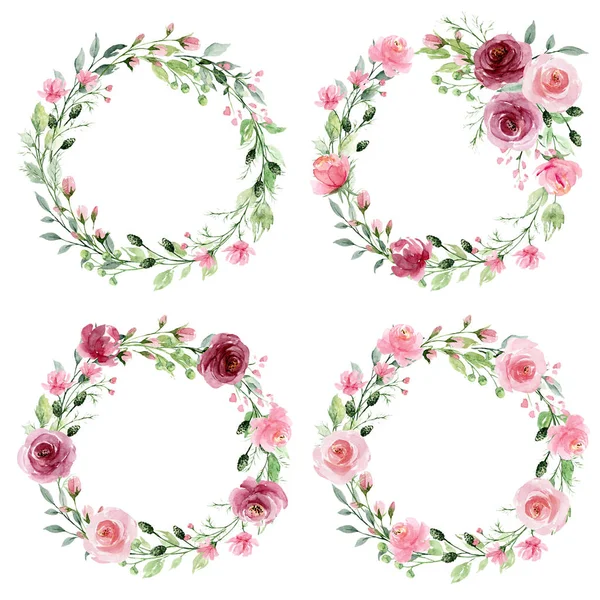 Decor Concept Flowers Wreaths Watercolor Floral Clip Art — 스톡 사진