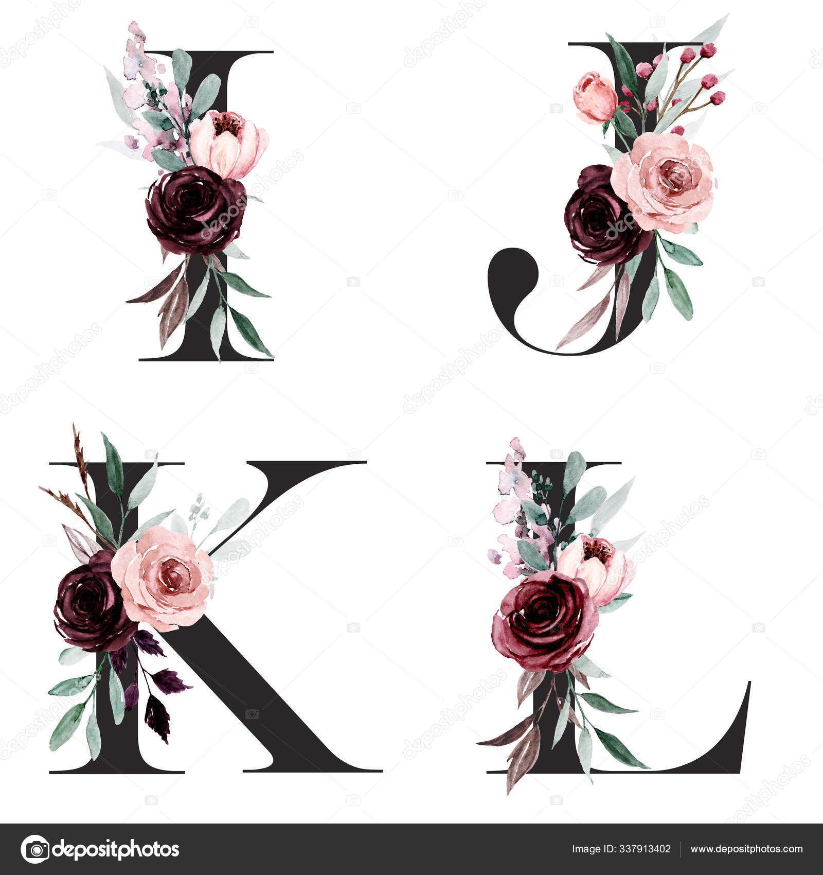 Floral Alphabet Letters Creative Watercolor Art Painting Stock Photo Image By C Maslovalarisa